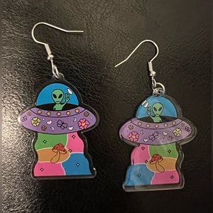 Alien Spaceship Earrings